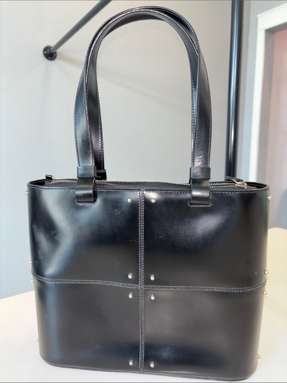 Tod's Black Leather Studded Tote Bag - Picture 2 of 7